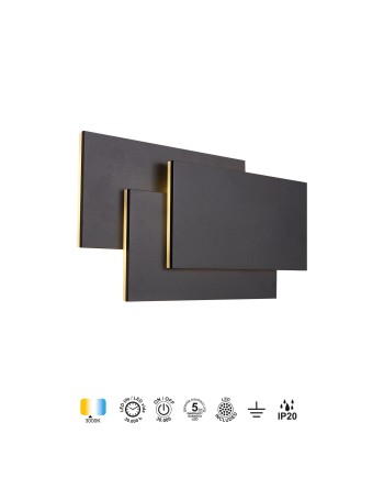 TAHITI XL * APLIQUE GRANDE LED CUADRADOS 36W - NEGRO - 3000K